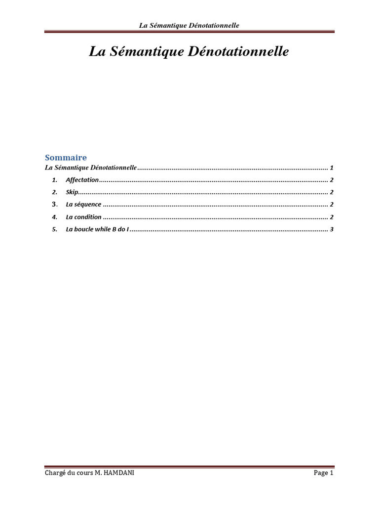 Introduction à la Sémantique Dénotationnelle | PDF | Structure de ...