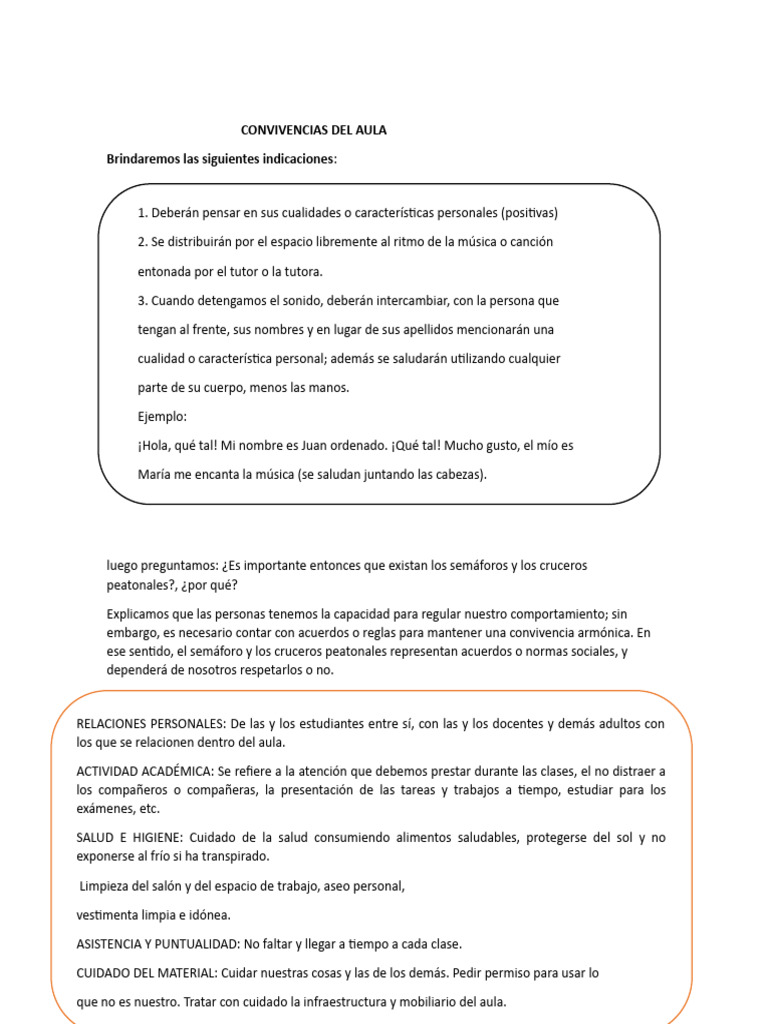 Acuerdos Del Aula Pdf Salón De Clases