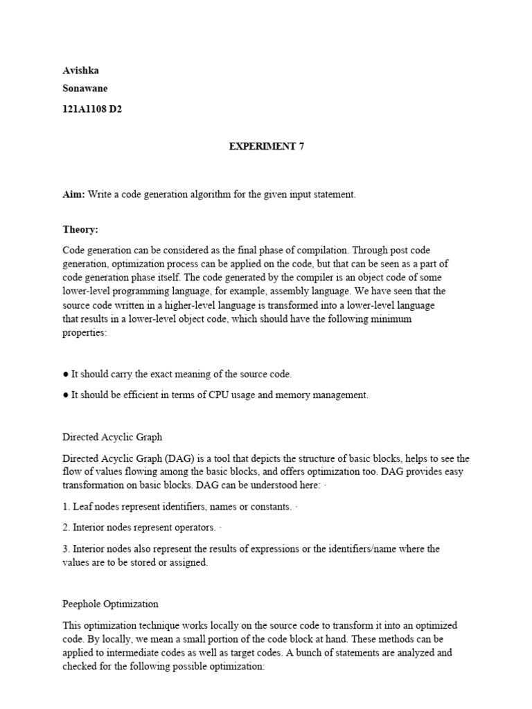 Avishka sonawane 121a1108 d2 pdf program optimization compiler