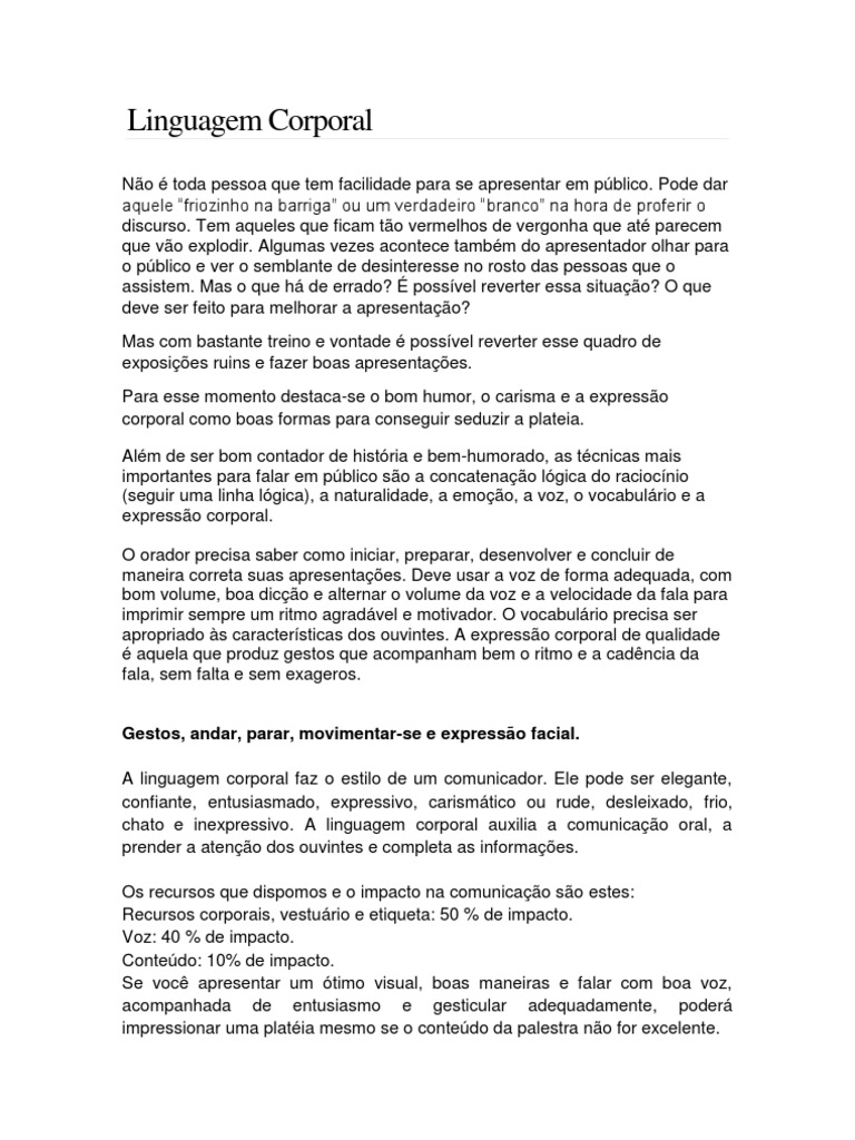 Boa Linguagem Corporal