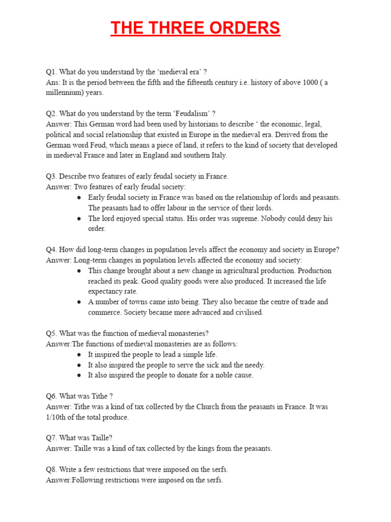Three Orders | Download Free PDF | Crop Rotation | Serfdom