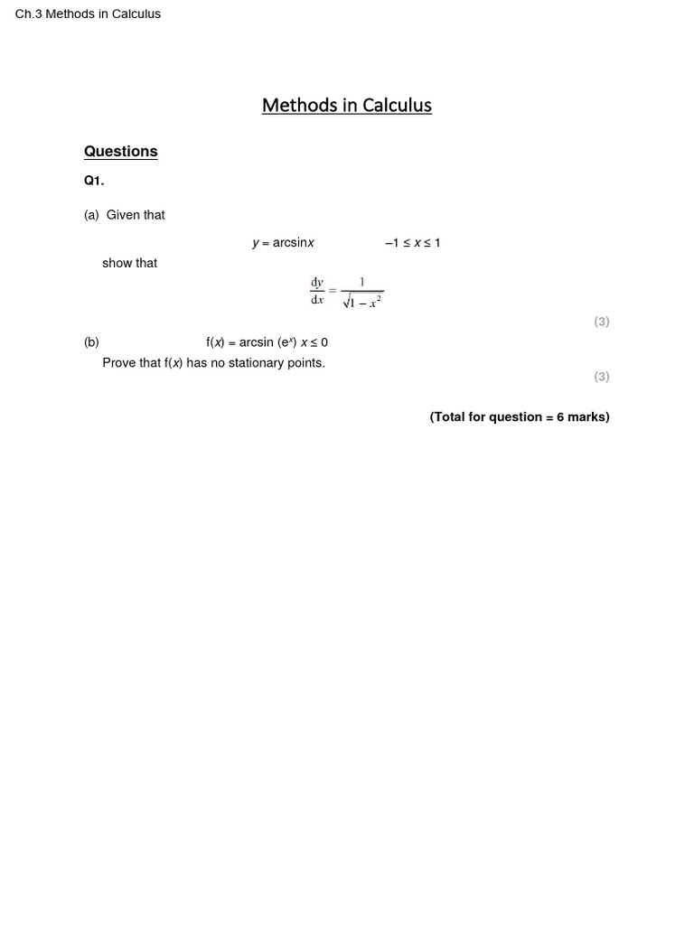Calculus Methods and Stationary Points | PDF | Numbers | Calculus