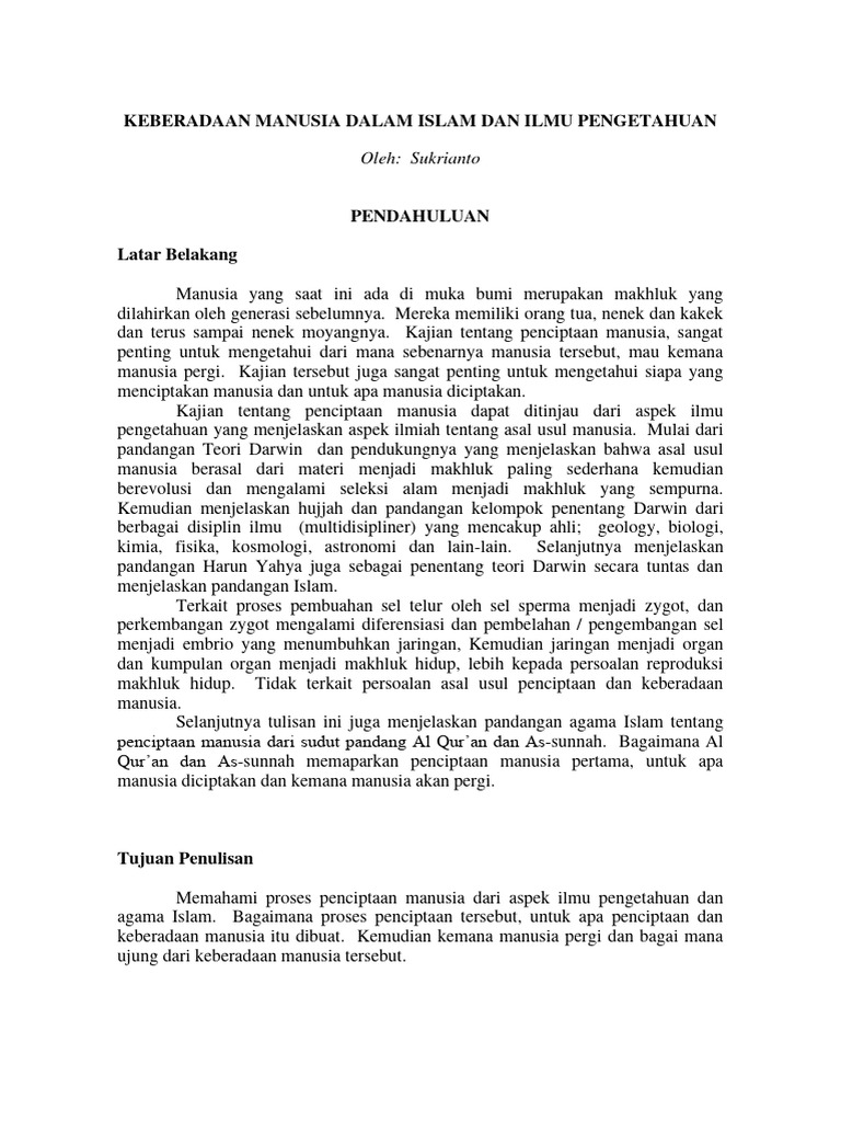 Asal Usul Manusia dalam Islam dan Sains | PDF | Ilmu Sosial | Filsafat