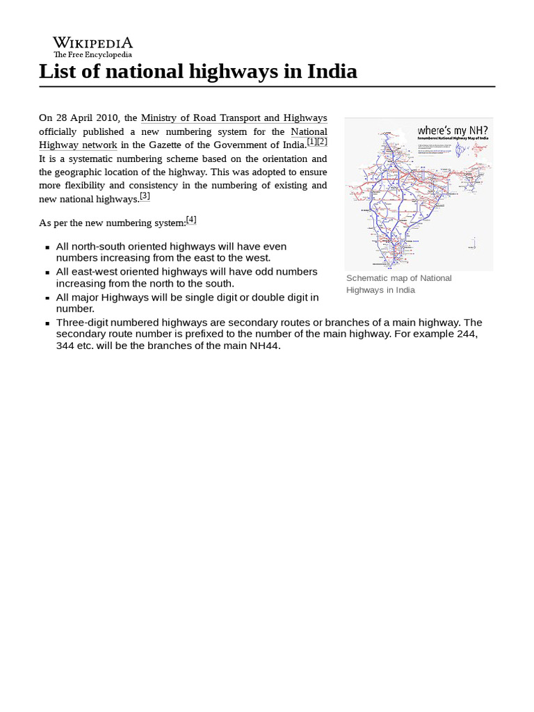 List Of National Highways In India PDF Road Infrastructure 