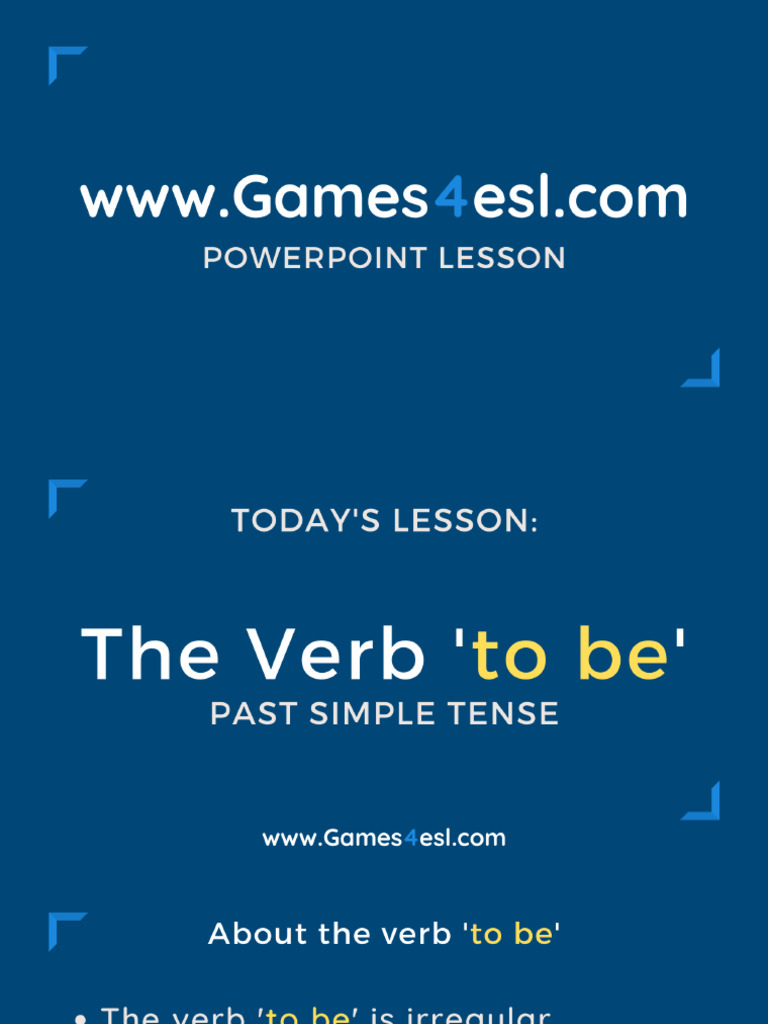 Verb to be past simple form powerpoint lesson pdf