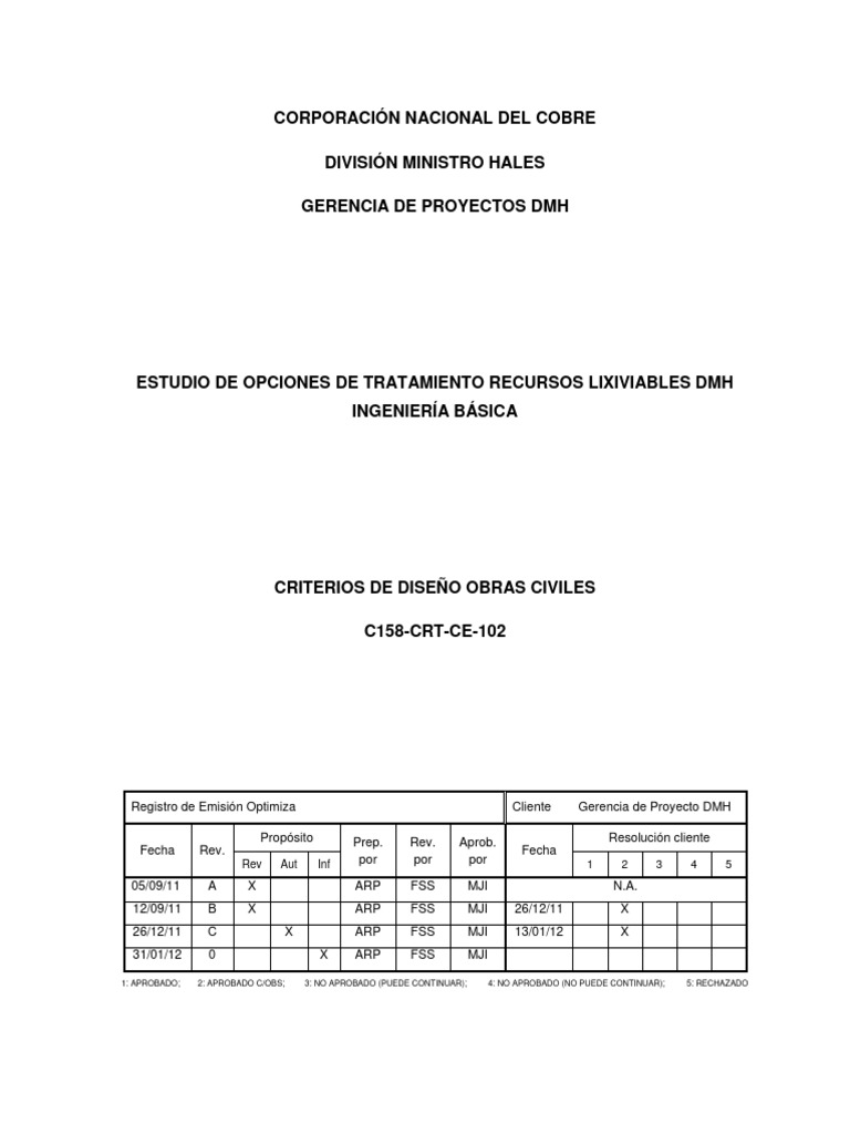 C158-CRT-CE-102-R0 - Criterios de Diseño Obras Civiles | PDF | Suelo ...
