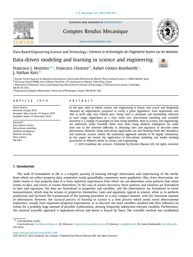 Data-Driven Modeling in Science & Engineering | PDF | Data Science ...