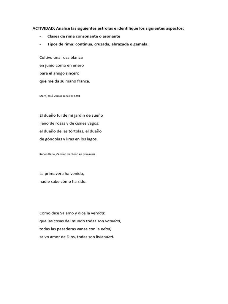 Análisis de Rimas y Estrofas para Niños | PDF | Poética | Fonética