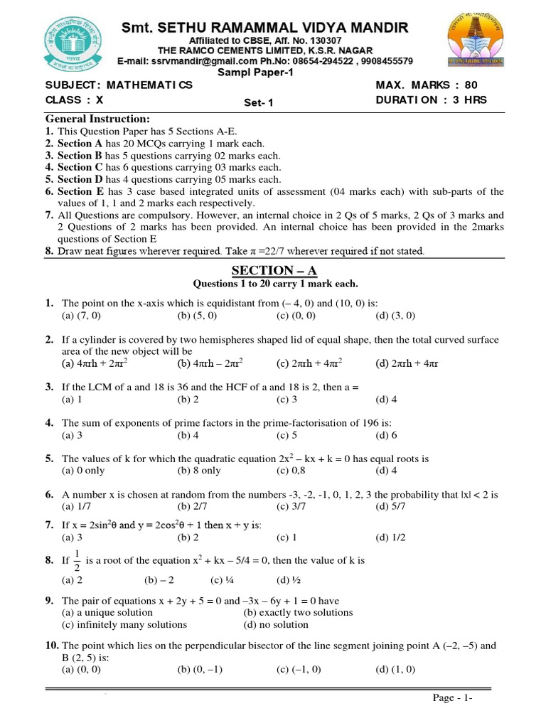 Maths Pre Board 3 Set 1 | PDF | Mathematical Objects | Mathematical ...