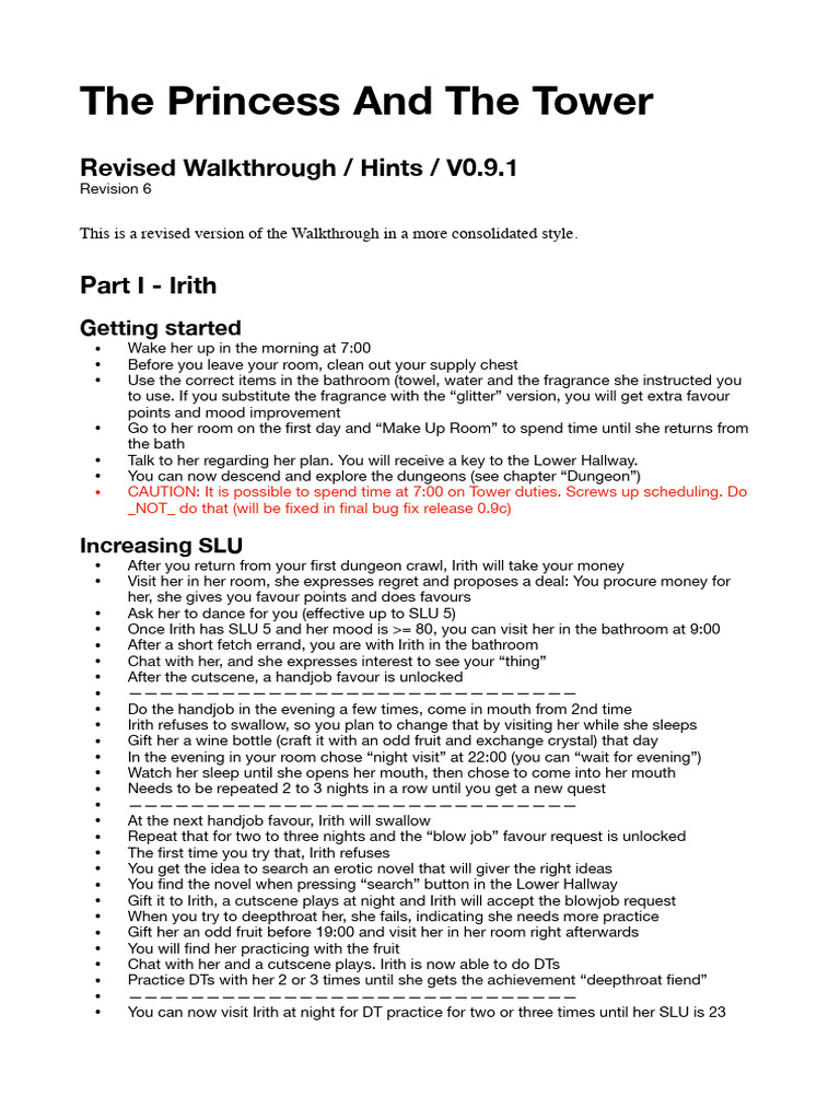 Princess and Tower Walkthrough V0.9.1 | PDF