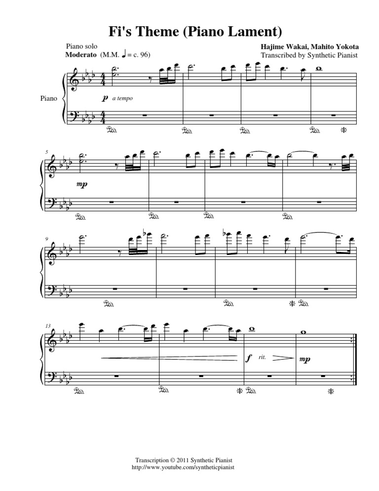 Fi's Theme (Piano Lament) Sheet Music | PDF