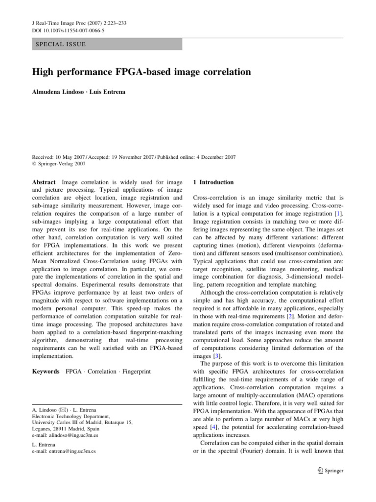 FPGA Architectures for Image Correlation | PDF | Field Programmable ...