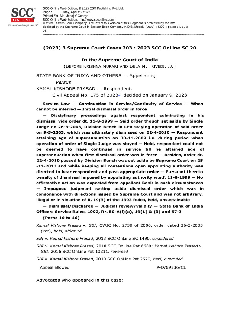 J 2023 3 SCC 203 2023 SCC OnLine SC 20 Advocatemgeorge Gmailcom ...