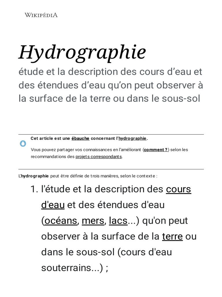 Hydrographie - Wikipédia | PDF | Hydrographie | Technologie géographique
