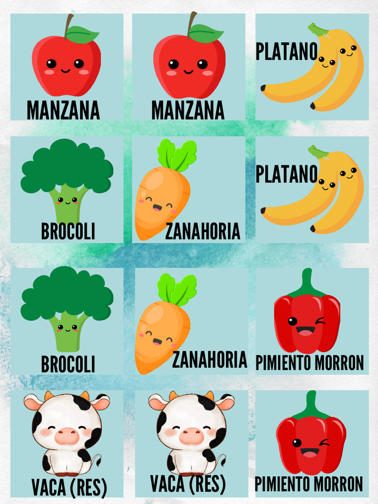 Memorama frutas infantil pdf