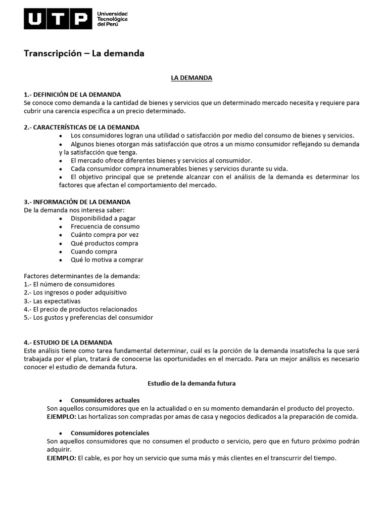 S03-La demanda-transcripcion | PDF | Demanda | Los consumidores
