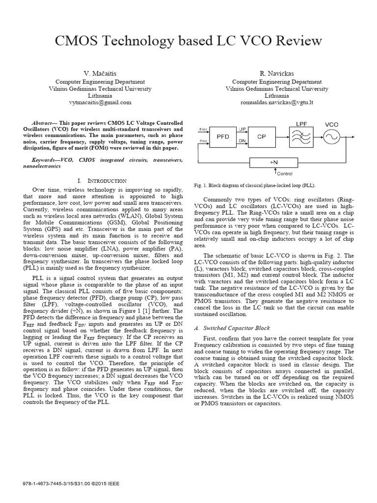 CMOS LC VCOs for Wireless Transceivers | PDF | Electrical Engineering ...