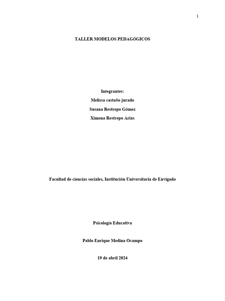 Modelos Pedagógicos en Educación | PDF | Pedagogía | Aprendizaje
