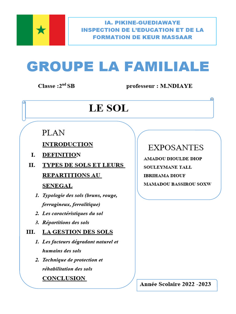 Types de sols et leur gestion au Sénégal | PDF | Sol (pédologie ...
