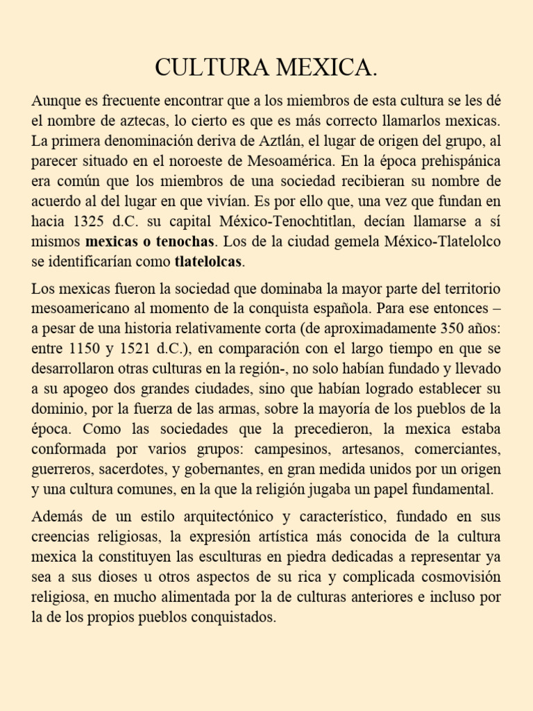 Cultura Mexica Pdf