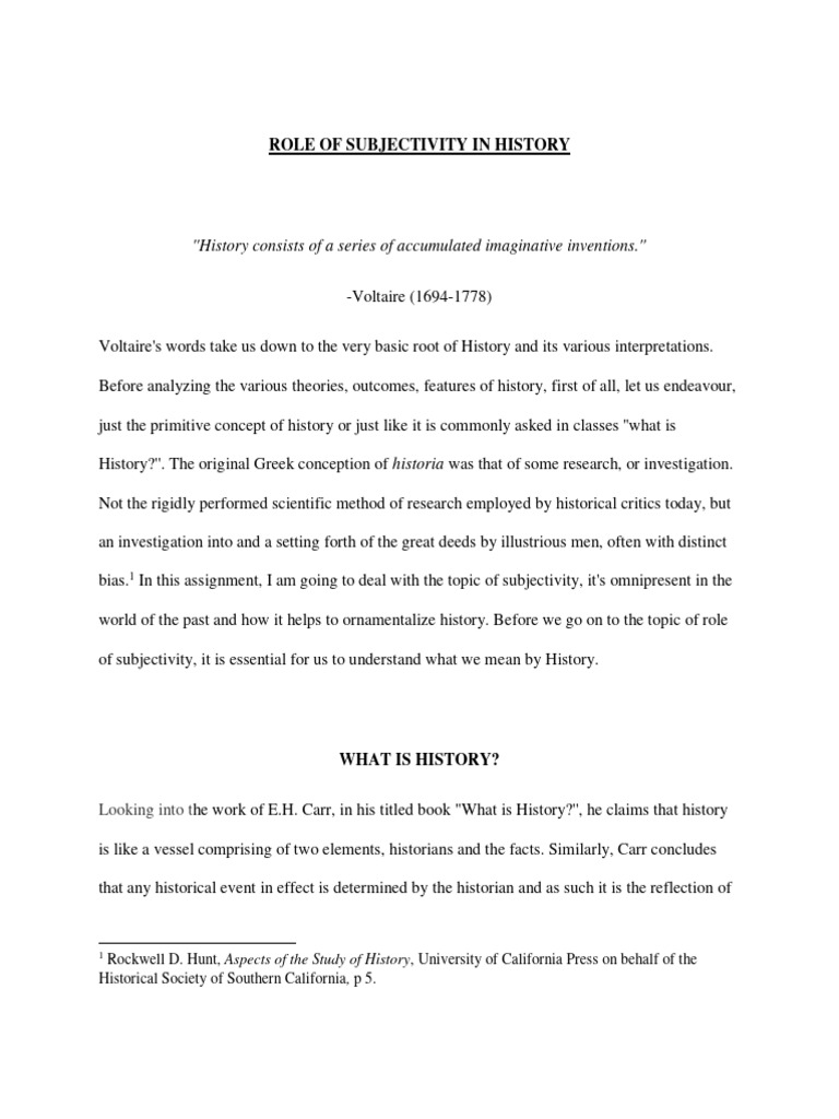 Examples Of Subjectivity In History