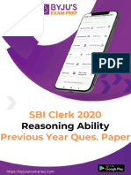 Sbi Clerk Prelims 2020 Reasoning Question Paper 41