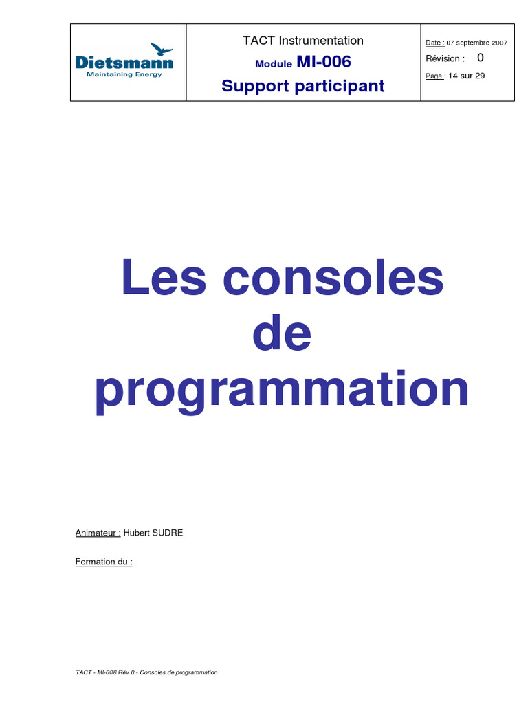 Consoles de Programmation SNCC et API | PDF | Automate programmable ...