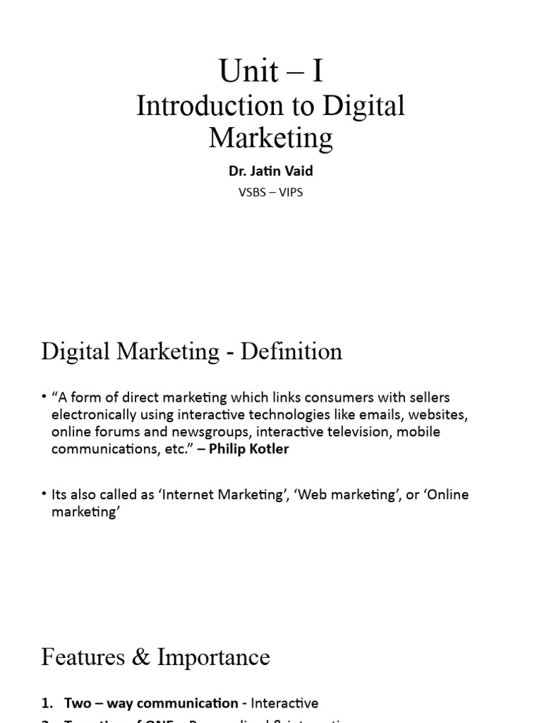 Unit 1 - Introduction To Digital Marketing | PDF | Digital Marketing ...
