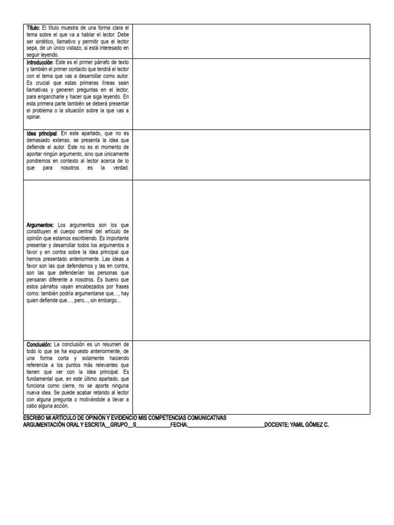 ESQUEMA ARTÍCULO DE OPINIÓN | PDF
