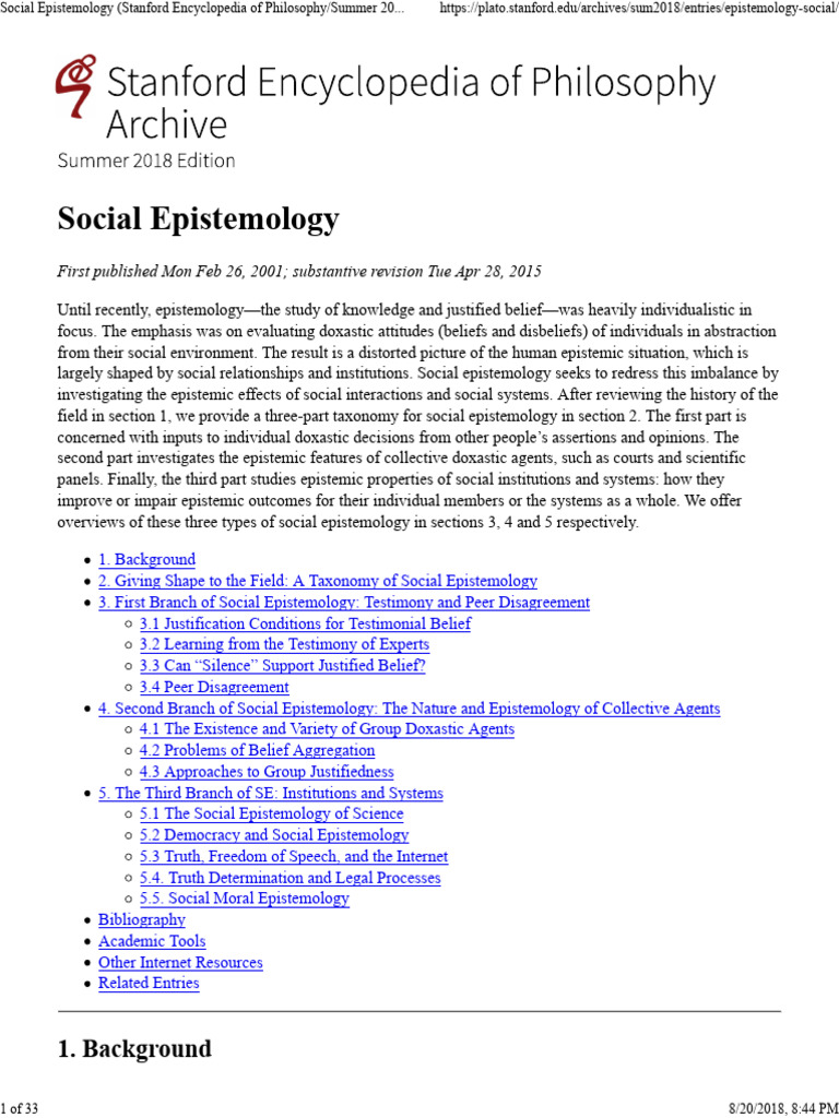 Understanding Social Epistemology | PDF | Epistemology | Social ...