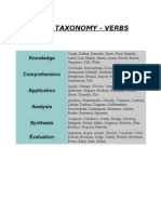 Blooms Taxonomy Verbs