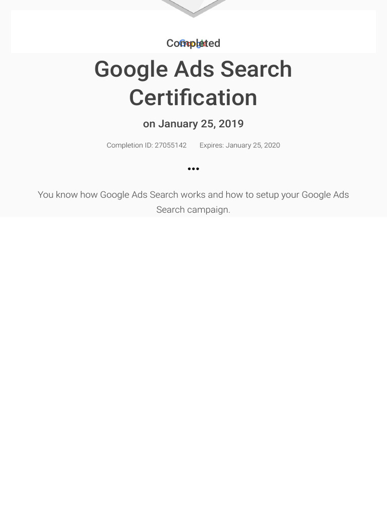 Google Ads Search Certification Details | PDF | Career & Growth