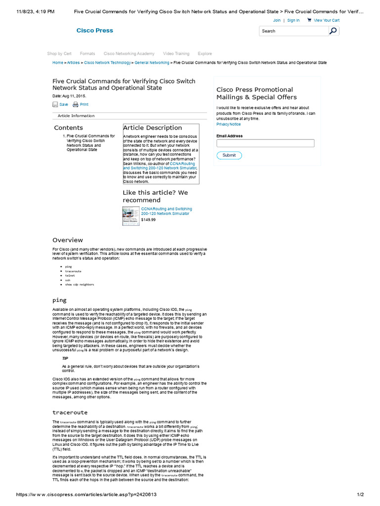Essential Cisco Switch Commands | PDF | Network Layer Protocols ...