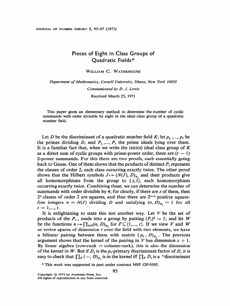 1 s2.0 0022314X73900619 Main | PDF | Group (Mathematics) | Number Theory