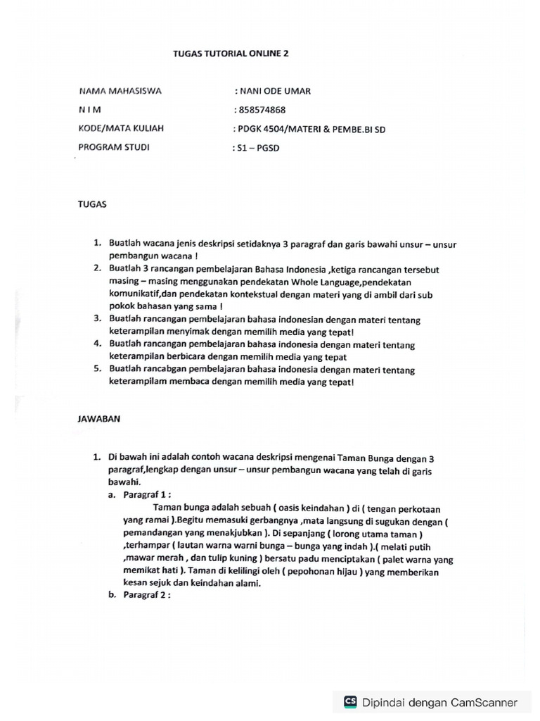 Tugas 2 Materi & Pembl. BI SD | PDF