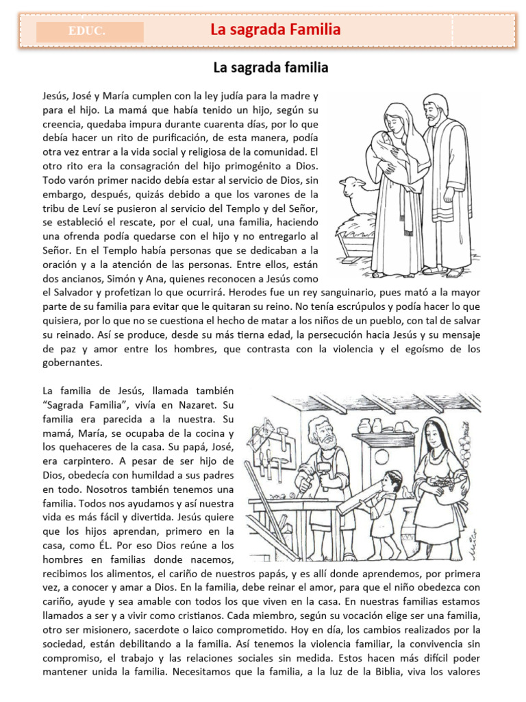 La Sagrada Familia y sus valores | PDF | Jesús | María, madre de Jesús