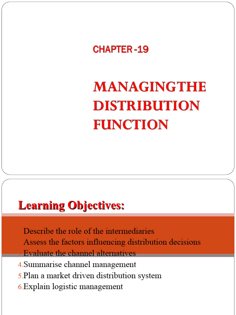Chapter - 19 Managing The Distribution Function | PDF | Warehouse ...