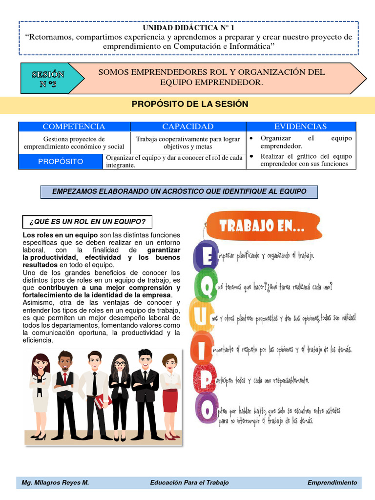 Roles en el Equipo Emprendedor | PDF | Iniciativa empresarial | Economias