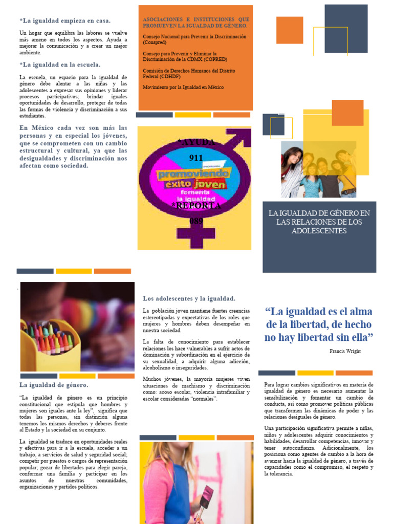 Tríptico sobre Igualdad de Género | PDF | Estudios de género | Igualdad ...
