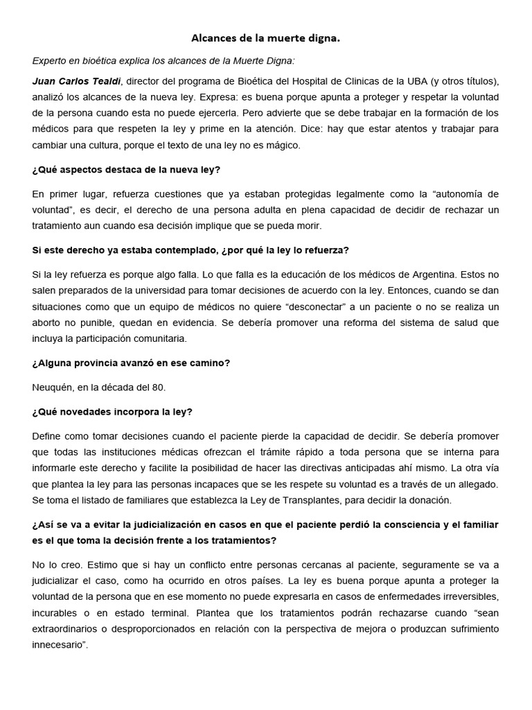 Alcances y desafíos de la muerte digna | PDF | Cuidados paliativos ...