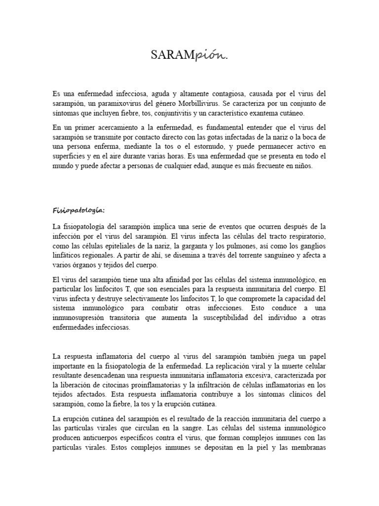 Sarampion Pdf Sarampión Virus