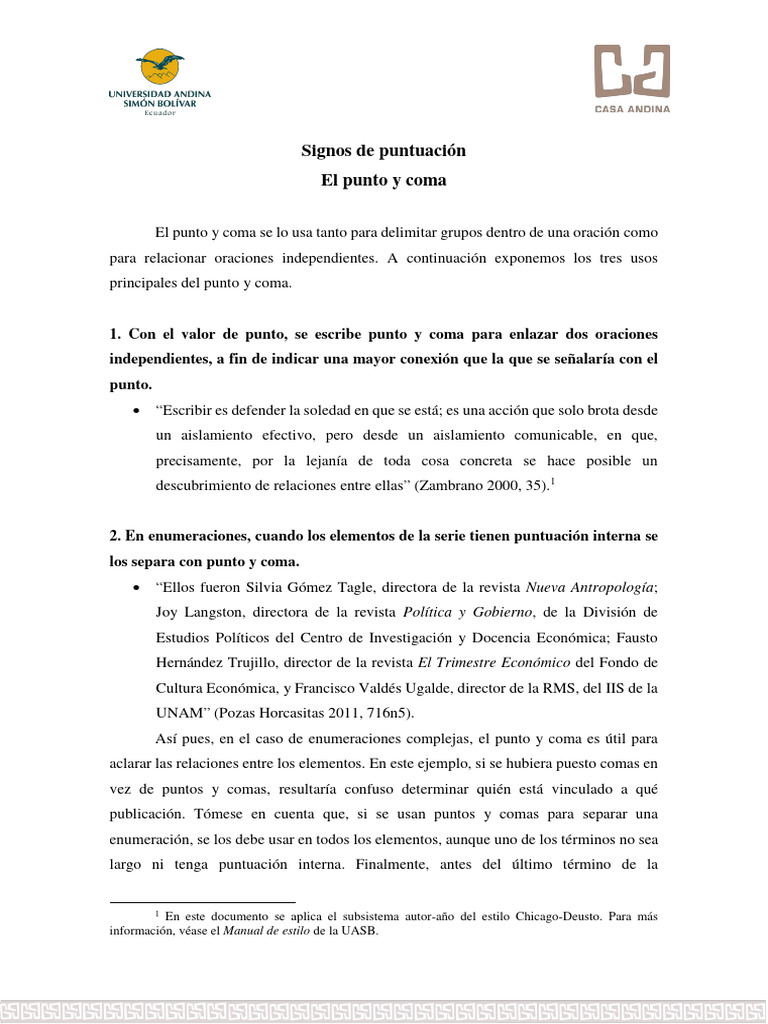 Usos del punto y coma en escritura | PDF | Puntuación