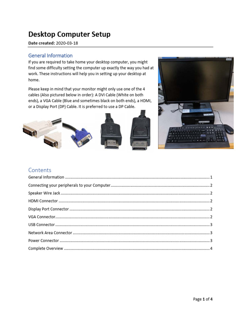 Desktop Computer Setup Guide | PDF | Usb | Hdmi
