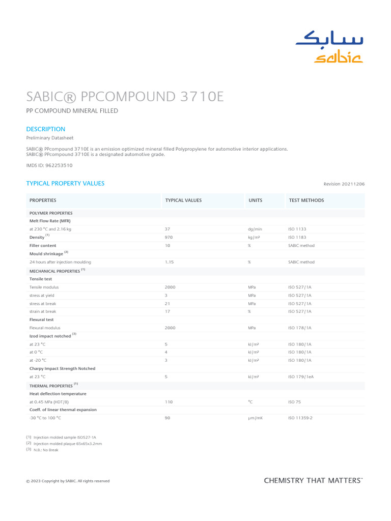 SABIC® PPcompound - 3710E - Global - Technical - Data - Sheet | PDF ...