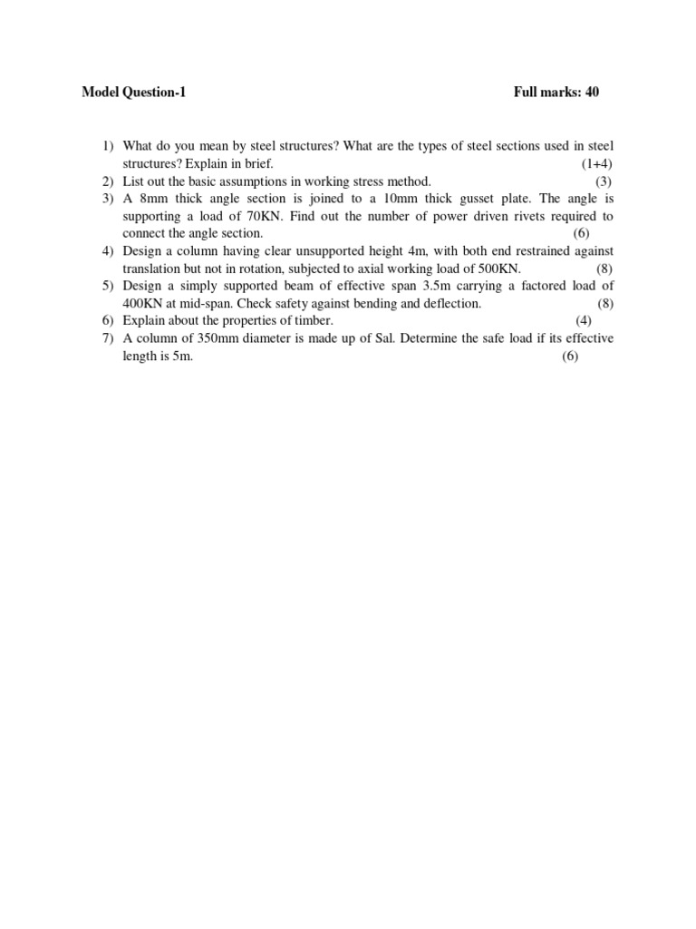 Steel Model Question Set - 240524 - 210551 | Download Free PDF | Beam ...