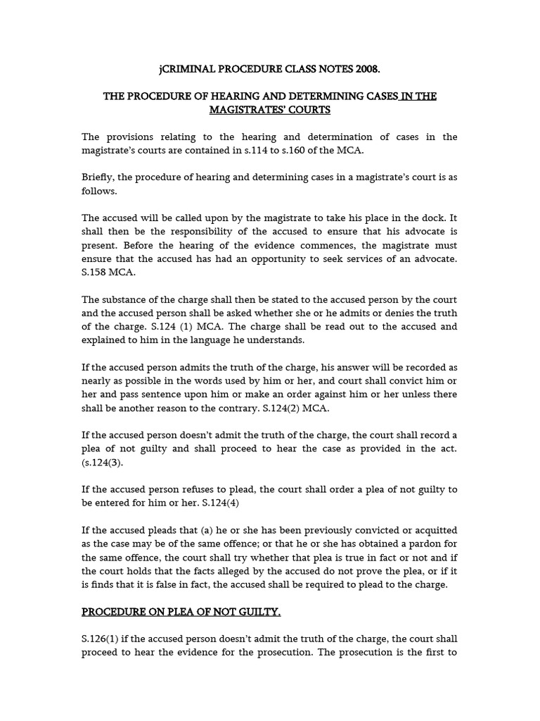 Magistrate Court Hearing Procedures | PDF | Plea | Acquittal