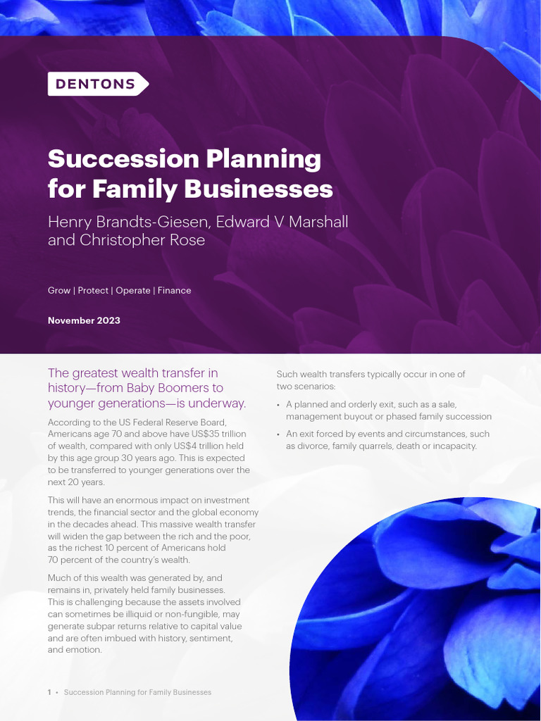 Succession Planning for Family Businesses | PDF | Equity (Finance ...
