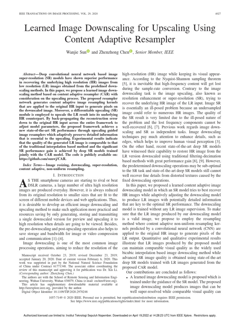 Learned Image Downscaling For Upscaling Using Content Adaptive ...