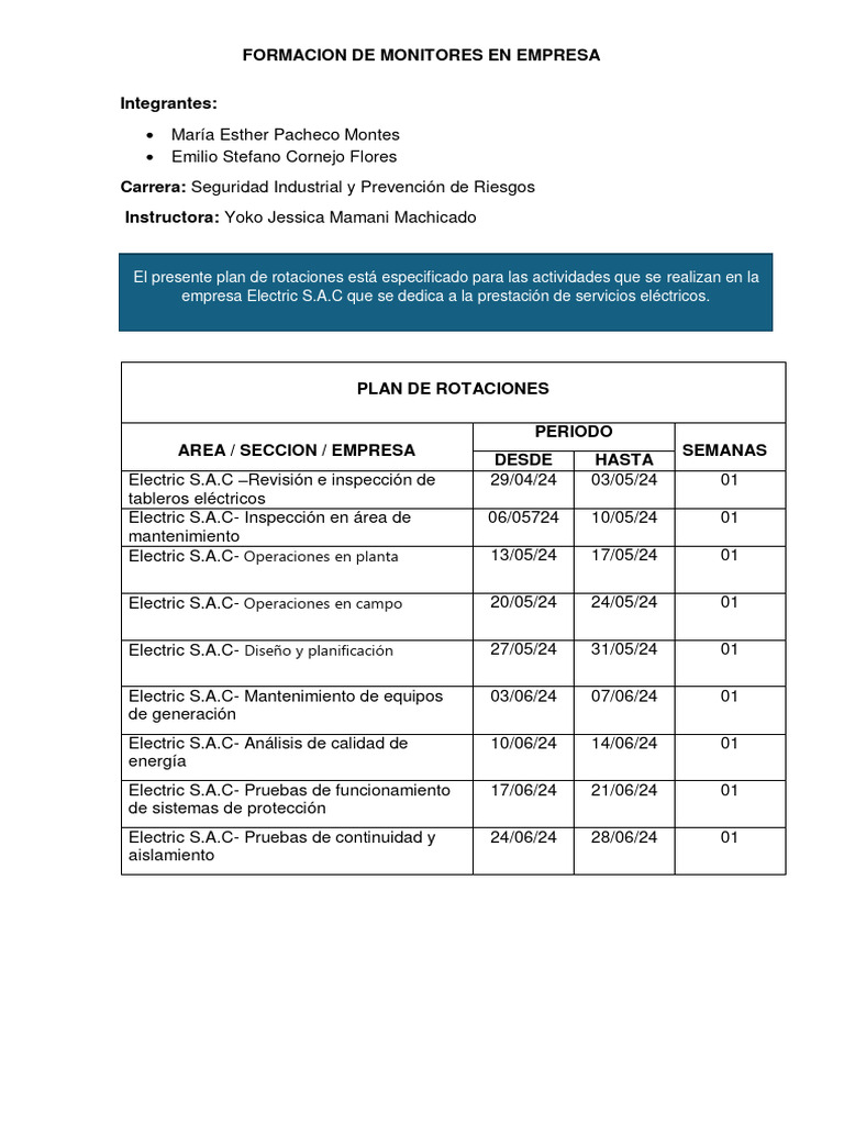 PLAN DE ROTACIONES | PDF