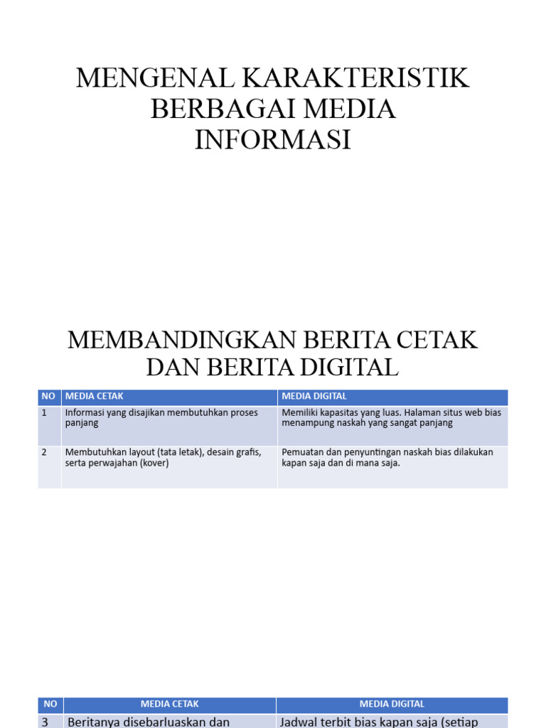 Mengenal Karakteristik Berbagai Media Informasi | PDF